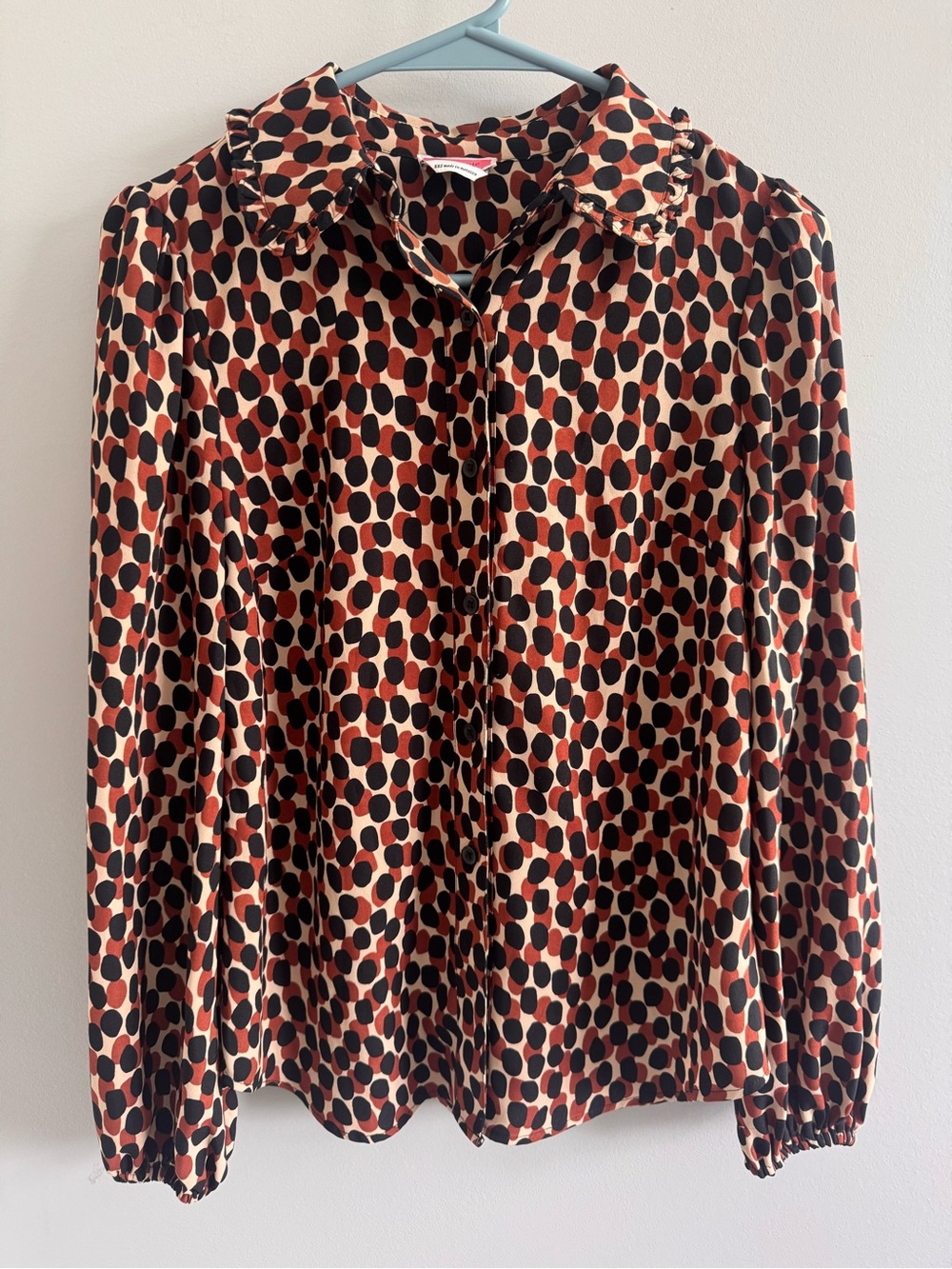 Kate Spade NY Ruffle Collar Polka Dot Blouse XXS